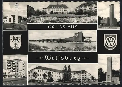 AK Wolfsburg, VW-Werk, Robert-Koch-Platz, Christuskirche