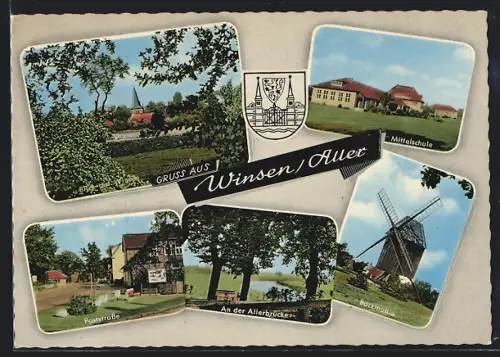 AK Winsen /Aller, Mittelschule, Poststrasse, Bockmühle