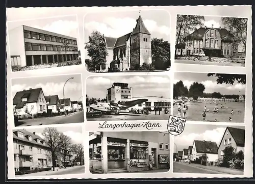 AK Langenhagen /Hann., Kirche, Flughafen, verschiedene Ortsansichten