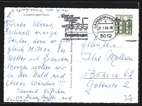AK Langenhagen /Hann., Kirche, Flughafen, verschiedene Ortsansichten