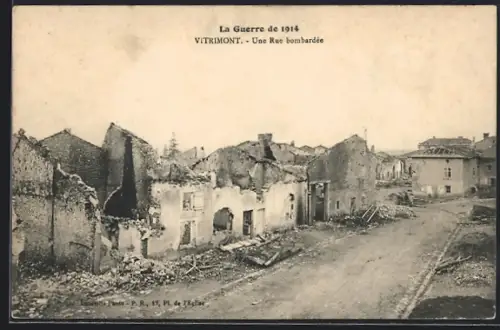 AK Vitrimont, Une Rue bombardée pendant la Guerre de 1914