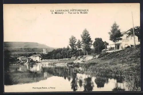 AK Millery, Vue sur la Moselle