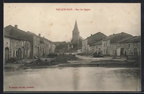 AK Vacqueville, Rue du Centre et vue sur l`église