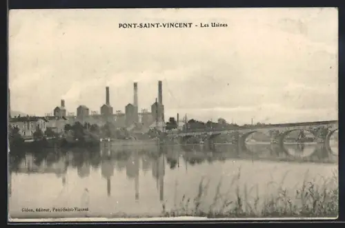 AK Pont-Saint-Vincent, Les Usines et le pont sur la rivière