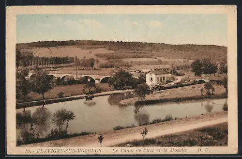 AK Flavigny-sur-Moselle, Le Canal de l`Est et la Moselle