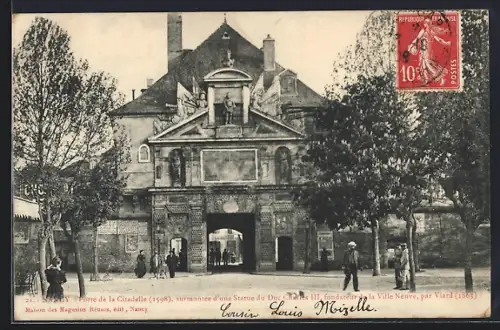AK Nancy, Porte de la Citadelle, 1598, avec statue du Duc Charles III, fondateur de la Ville Neuve