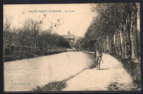 AK Villey-Saint-Étienne, Le Canal et promenade arborée