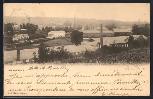AK Pierrepont, Vue sur les usines et la campagne environnante
