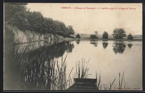 AK Parroy, L`Étang de Bossapré avec le village de Parroy en arrière-plan