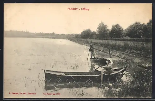 AK Parroy, L`Étang avec des barques et des rameurs
