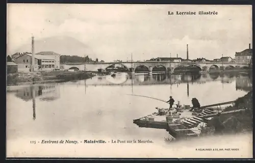 AK Malzéville, Le Pont sur la Meurthe