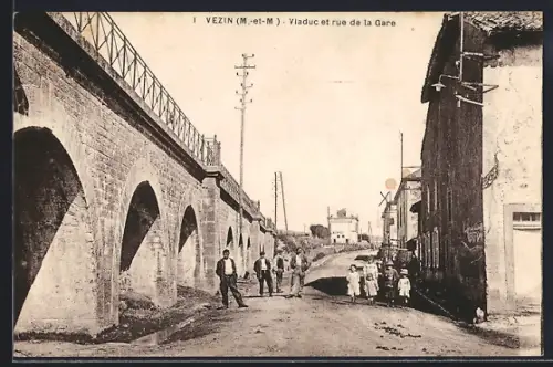 AK Vezin /M-et-M, Viaduc et rue de la Gare