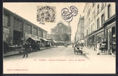 AK Nancy, Église St-Sébastien, Place du Marché