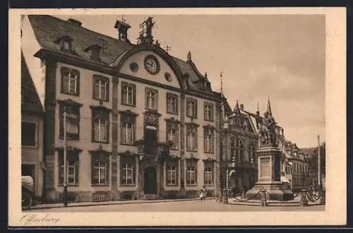 AK Offenburg, Rathaus, Drakedenkmal