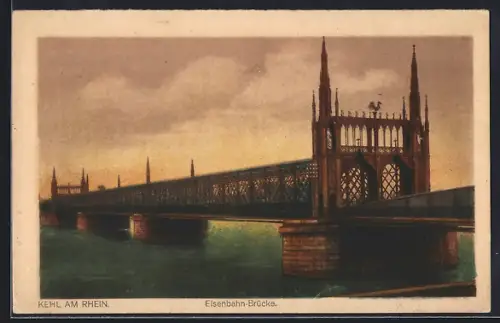 AK Kehl am Rhein, Eisenbahn-Brücke