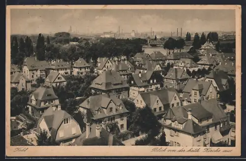 AK Kehl, Ortsansicht von der katholischen Kirche aus