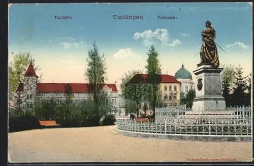 AK Tuttlingen, Turnhalle, Volksschule, Schenkenberg-Denkmal