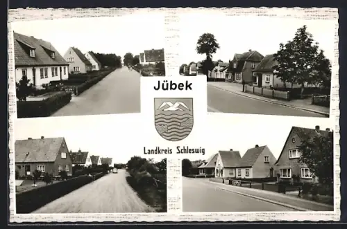 AK Jübek /Schleswig, Strassenpartien, Wappen