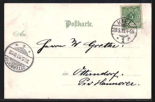 Lithographie Kiel, Der Hafen