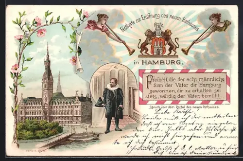 Lithographie Hamburg, Eröffnung des neuen Rathauses