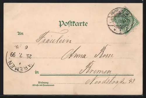 Lithographie Pforzheim, Evangelische Stadtkirche, Stadtansicht, Kaiser Wilhelm I. Denkmal