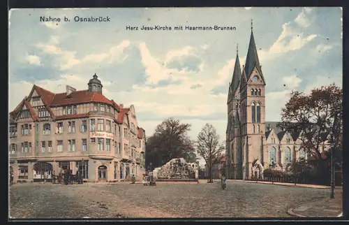 AK Nahne b. Osnabrück, Herz Jesu-Kirche, Haarmann-Brunnen
