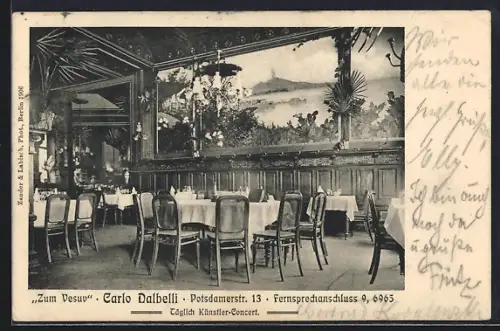 AK Berlin-Tiergarten, Restaurant Zum Vesuv, Inh. Carlo Dalbelli, Potsdamerstr. 13