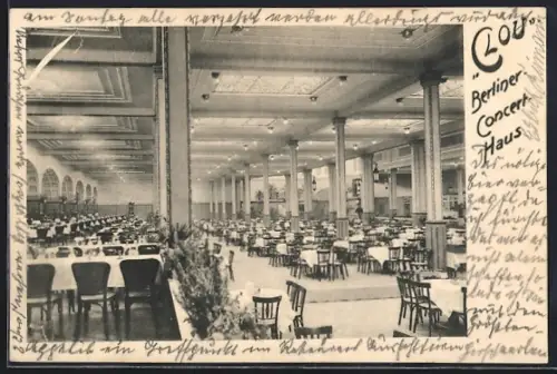 AK Berlin, Berliner Cafe und Concerthaus Clou, Innenansicht, Mauerstrasse 82