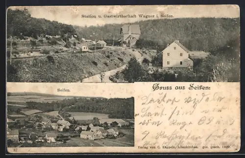AK Seifen, Gasthaus Wagner, Bahn-Station