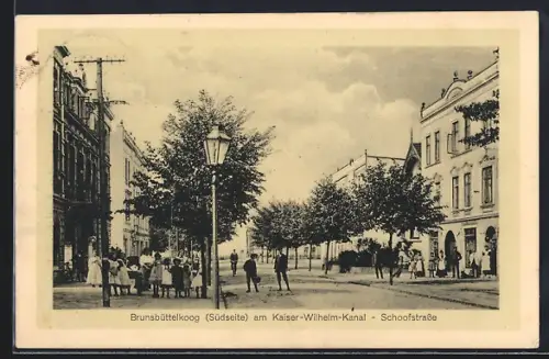 AK Brunsbüttelkoog, Schoofstrasse am Kaiser-Wilhelm-Kanal
