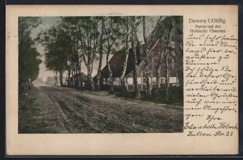 AK Damme i. Oldbg., Partie auf der Holdorfer Chaussee
