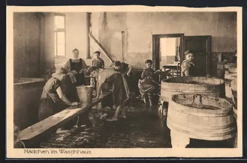 AK Preuss.-Oldendorf /Lübbecke, Erziehungsanstalt Pollertshof, Mädchen im Waschhaus
