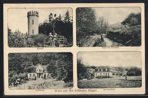 AK Lübbecke, Wartturm, Gasthaus Horsthöhe, Gut Obernfelde, Partie bei Obernfelde