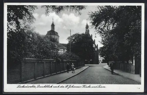 AK Luckenwalde, Durchblick nach der St. Johannis-Kirche und Turm