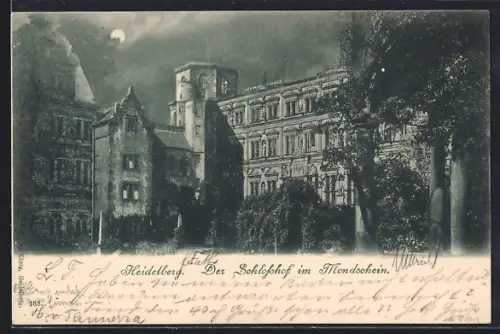 AK Heidelberg, Schlosshof im Mondschein