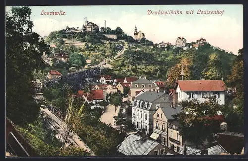 AK Dresden-Loschwitz, Hotel Luisenhof und Drahtseilbahn