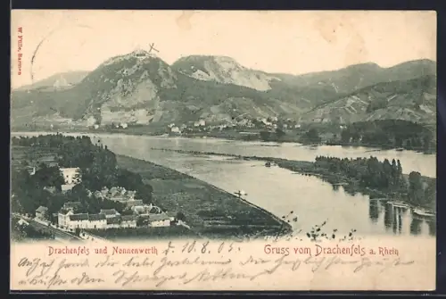 AK Drachenfels a. Rhein, Nonnenwerth, Rheinansicht