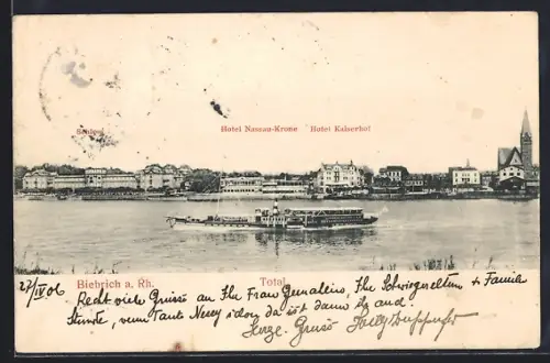 AK Biebrich a. Rh., Hotel Nassau-Krone, Hotel Kaiserhof, Schloss