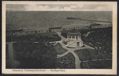 AK Timmendorferstrand, Musikpavillon, Seebrücke, Ostseeblick