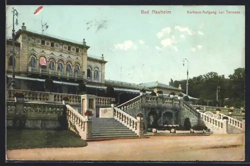 AK Bad Nauheim, Kurhaus-Aufgang zur Terrasse