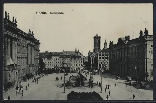 AK Berlin, Schlossplatz mit Brunnen