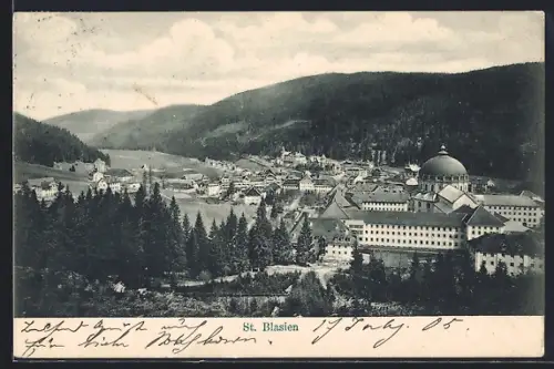 AK St. Blasien, Ortsansicht mit Dom und Klostergebäude