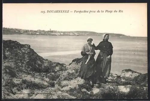 AK Douarnenez, Perspective prise de la Plage du Riz