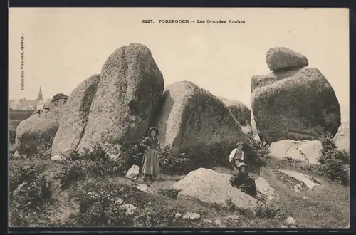 AK Porspoder, Les Grandes Roches et personnages en tenue traditionnelle