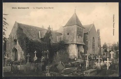 AK Quimperlé, La Chapelle Saint-David et le cimetière environnant