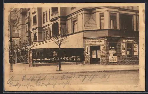 AK Berlin-Kreuzberg, Restaurant Zur stumpfen Ecke, Inh. Max Schönfeld, Grünauer Strasse 21 Ecke Britzer Strasse