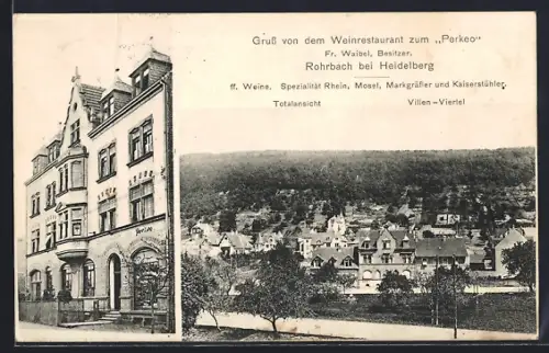 AK Rohrbach bei Heidelberg, Restaurant zum Perkeo, Inh. Fr. Waibel, Villen-Viertel