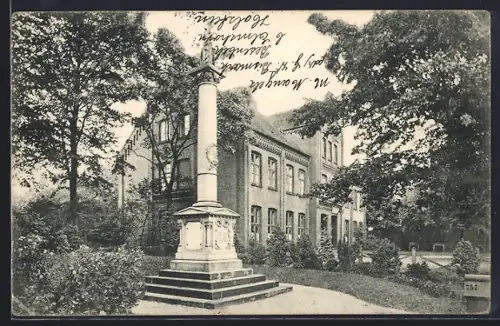 AK Elmshorn, Stadtbauamt und Kriegerdenkmal 1848/51