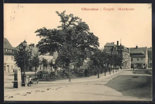 AK Olbernhau i. Erzgeb., Strasse am Marktplatz