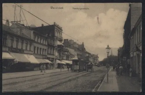 AK Hamburg-Wandsbek, Strassenbahn auf der Hamburgerstrasse